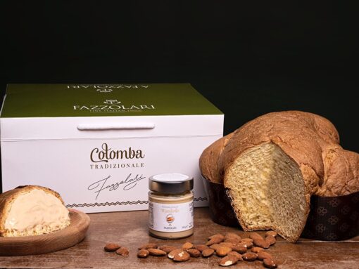 Fazzolari – Box con Colomba Pasquale Artigianale Pandorata e Crema di Mandorle.